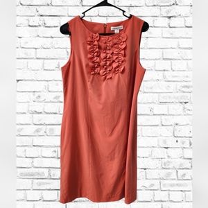 Coldwater Creek Coral ruffle straight knee-length dress size 10